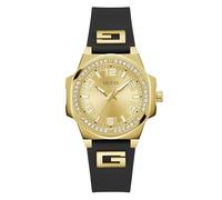 P GLD CS W/CRYS/SUN CHAMP DL/BLK LOGO SILICONE STRP, Champagne