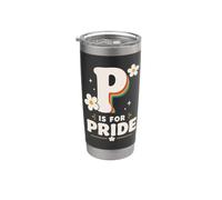 P Is For Pride Lettera arcobaleno Retro Daisy Supporto LGBTQ Bicchiere termico in acciaio inox doppia parete