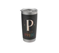 P Is For Pride LGBTQ Lettera Arcobaleno Tipografia Retro Bicchiere termico in acciaio inox doppia parete