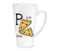 P Is Per Pizza 483ml Grande Latte Tazza - Divertente Veloce Cibo Alfabeto