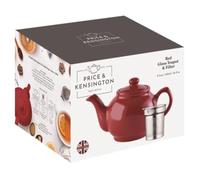 P&K - Set di teiera + colino da tè, 6 tazze, colore: Rosso