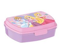 p:os 34212049 Disney Princess - Contenitore per il pranzo per bambini con scomparto, contenitore per il pranzo in plastica con chiusura a clip, scatola per l'asilo, la scuola e il tempo libero