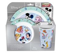 P:os 35313 - Set da colazione Disney, set di stoviglie da 3 pezzi con piatto, ciotola e tazza, stoviglie per bambini in plastica, lavabili in lavastoviglie/microonde