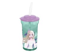 p:os 35454-Frozen La Regina dei Ghiacci 2-Bicchiere per Bambini con Cannuccia e Coperchio integrati, recipiente capacità di Circa 460 ml, Ideale per Bevande Fredde, Colore Lilla, 35454