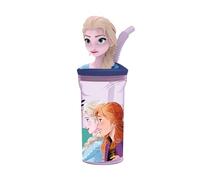 p:os 35481 - Tazza Frozen la Regina dei Ghiacci per Bambini con Cannuccia Integrata, Coperchio e Figura 3D, recipiente per Bere con capacità di Circa 360 ml, Ideale per Bevande Fredde