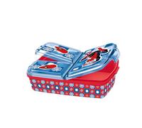 p:os 35484-Portapranzo Spiderman per Bambini con 3 Scomparti, portapranzo in plastica con Chiusura a Clip, portamerenda per Asilo, Scuola e Tempo Libero, Multicolore, 35484