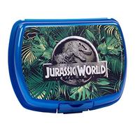 p:os Jurassic World - Contenitore per il pranzo per bambini, motivo: dinosauri, in plastica, con scomparto e chiusura a clip, ideale per il pane a scuola