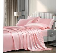 P Pothuiny Satin Sheets Queen (6 pezzi, blush Pink) - lussuoso set di biancheria da letto in raso satinato, extra morbido, 1 lenzuolo con angoli elasticizzati in raso, 1 lenzuolo e 4 federe