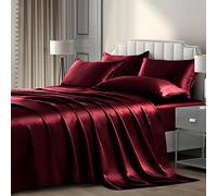P Pothuiny Set di biancheria da letto king size in raso di lusso, 6 pezzi, 1 lenzuolo con angoli profondi + 1 lenzuolo piano + 4 federe