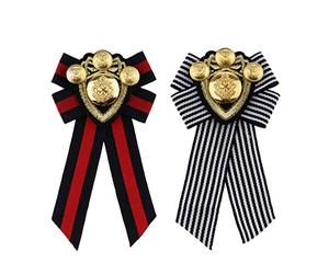 P Prettyia - Confezione da 2 spille in tessuto pre-legato con fiocco, per camicia, camicetta, alla moda