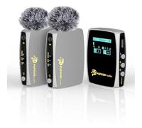 P PUPGSIS Doppio microfono lavalier wireless con cancellazione del rumore, portata 152,4 m, batteria 10H, 2,4 G, per fotocamera iPhone e Android, registrazione streaming Vlog