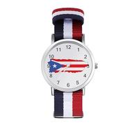 P.R. Flag Island - Orologio da polso al quarzo, con numeri arabi, cinturino regolabile per uomo e donna