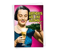 p-s-bd-tb3 Nobleworks singolo compleanno della madre Talkbubbles Birthday 3 Birthdays Are Like Alcohol Card C4657BDG