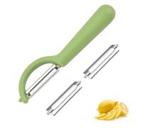 P - Set di pelapatate con 2 lame di ricambio, pelapatate per verdure, frutta, universale, utilizzabile e lavabile in lavastoviglie (verde)