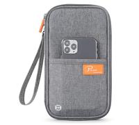 P.travel Portafoglio per passaporto da viaggio, porta passaporto per famiglia RFID, grande, leggero, impermeabile, organizer per documenti per donne e uomini, Grigio, Portafoglio da viaggio