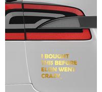 P012 "I Bought This Before Elon Went Crazy", divertente adesivo per auto per veicoli elettrici, di alta qualità, resistente alle intemperie, colore oro