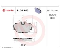 P06010 Kit pastiglie freno, Freno a disco Brembo