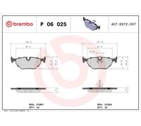 P06025 Kit pastiglie freno, Freno a disco Brembo