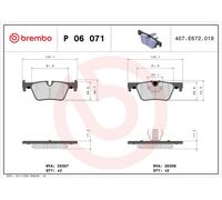 P06071 Kit pastiglie freno, Freno a disco Brembo