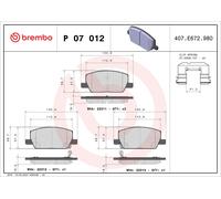 P07012 Kit pastiglie freno, Freno a disco Brembo