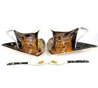 P1 2 tazze, 2 piattini, 2 cucchiai in porcellana Gustav Klimt Motivi: il Kuss Limited Edition