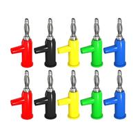 P10028 10PCS 4mm Banana Rame Adattatore connettore elettrico ad angolo retto Vite di bloccaggio 5 colori(Red Black -10pcs)