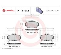 P11012 Kit pastiglie freno, Freno a disco Brembo