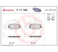 P11032 Kit pastiglie freno, Freno a disco Brembo