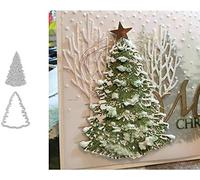 P12cheng Fustelle Metallo Stencil,Albero di Natale Die Cuts Stencil per DIY Scrapbooking Paper Cards Craft Emboss Xmas Card Artigianato Decor Silver