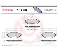 P15002 Kit pastiglie freno, Freno a disco Brembo