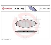 P15006 Kit pastiglie freno, Freno a disco Brembo