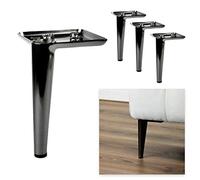 P17- AGO | SET: 4 Piedi in Metallo + 16 Viti | Finitura: Nickel Nero | Altezza: 15 cm | Gambe in Metallo per Divani e Mobili
