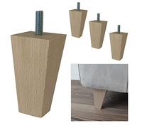 P17 - ENIGMA | SET 4 Piedi in Legno+ Viti (10MA) | Colore Naturale | Altezza 9,5 cm | Gambe in Legno per divani e mobili