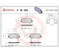 P18025 Kit pastiglie freno, Freno a disco Brembo