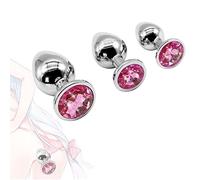 P1A- 3 Giocattoli in Metallo con Diamanti Pink plúg ànalé dilàtatóré ànàl ànàleséx tóy kit bútt dilatàtóri palliné ànàli dildó séxytóysys vibràtoréper próféssionàlé in ànó per donna uomo coppie