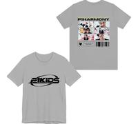P1Harmony Merch Tour Illustration Tee Uomo Donna Manica Corta Maglietta Cool Graphic T-Shirt, Grigio, XL