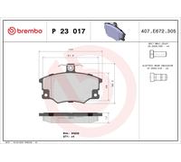P23017 Kit pastiglie freno, Freno a disco Brembo