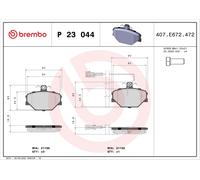 P23044 Kit pastiglie freno, Freno a disco Brembo