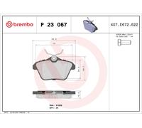 P23067 Kit pastiglie freno, Freno a disco Brembo