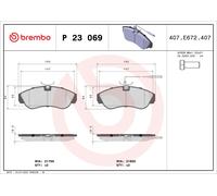 P23069 Kit pastiglie freno, Freno a disco Brembo