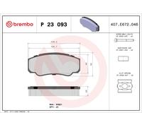 P23093 Kit pastiglie freno, Freno a disco Brembo