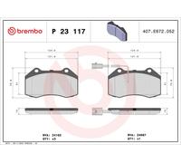 P23117 Kit pastiglie freno, Freno a disco Brembo