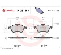 P23163 Kit pastiglie freno, Freno a disco Brembo