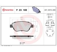 P23169 Kit pastiglie freno, Freno a disco Brembo