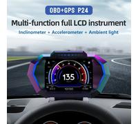 P24 OBD2 + GPS HUD Car Head Up Display Sistema per auto intelligente multifunzione Misuratore di velocità Schermo digitale Inclinometro 4x4 Off Road