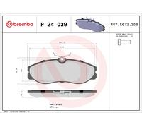 P24039 Kit pastiglie freno, Freno a disco Brembo