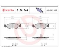 P24044 Kit pastiglie freno, Freno a disco Brembo