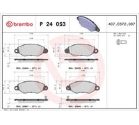 P24053 Kit pastiglie freno, Freno a disco Brembo