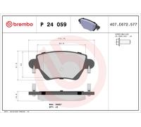 P24059 Kit pastiglie freno, Freno a disco Brembo