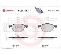 Set di pastiglie freno BREMBO P 24 061, anteriore